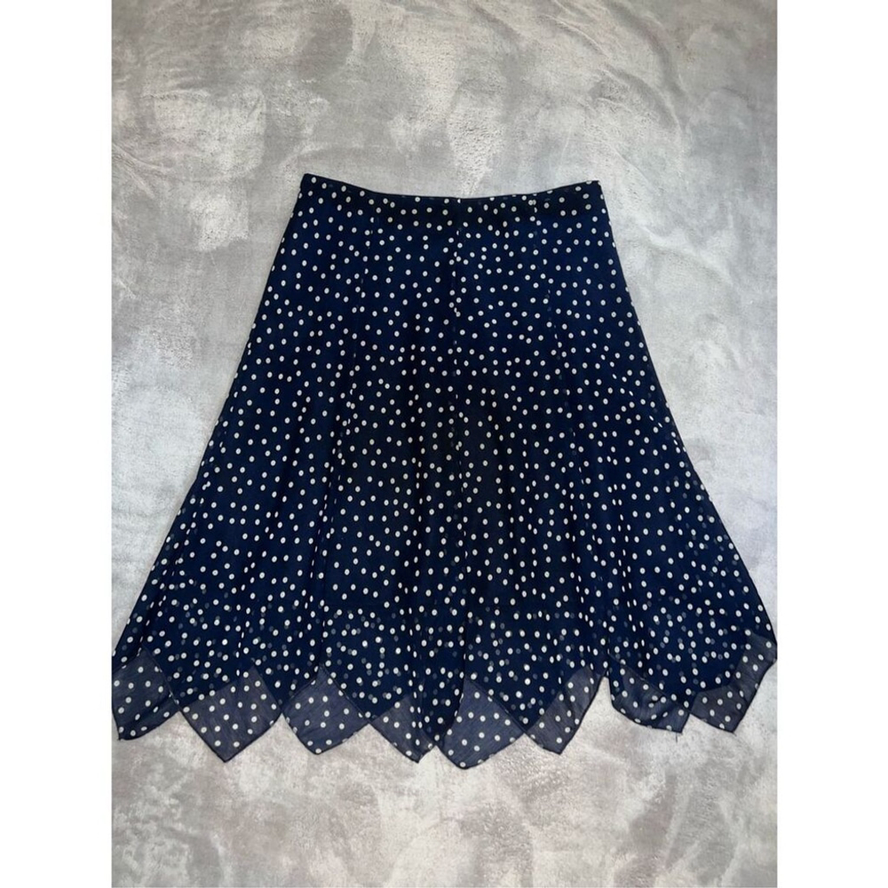 Women’s navy blue midi skirt with white polka dots 10